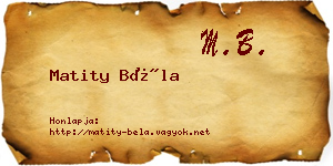 Matity Béla névjegykártya